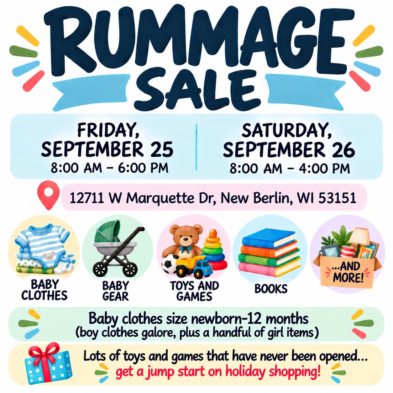 Rummage Sale - Friday and Saturday - Rain or Shine!