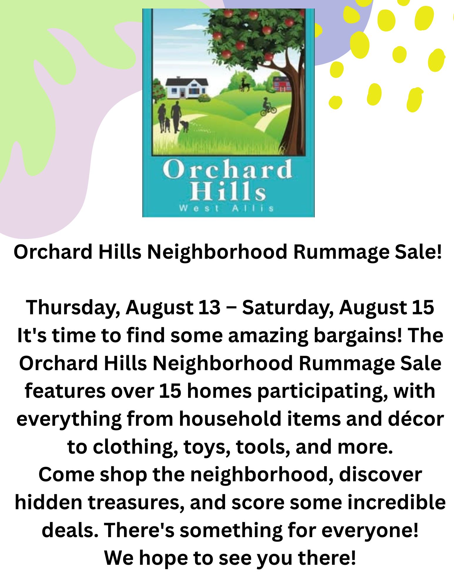 Orchard Hills Annual Neighborhood Rummage Sale