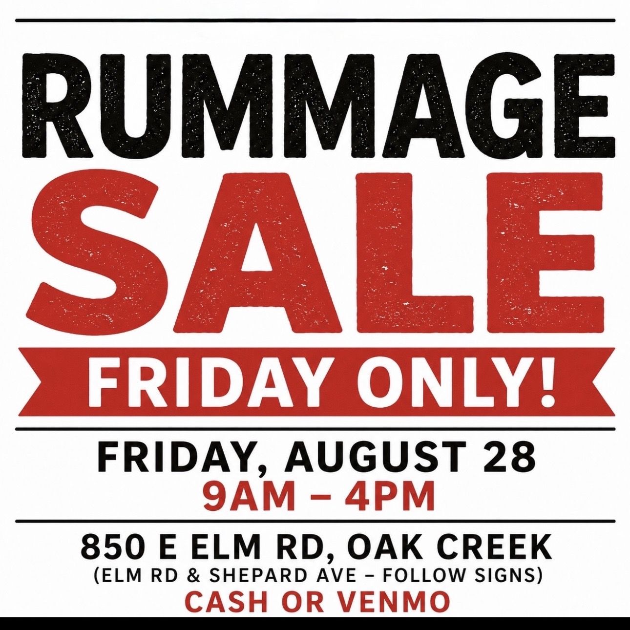 Oak Creek Rummage - Friday ONLY!! Multi-Family Garage Sale