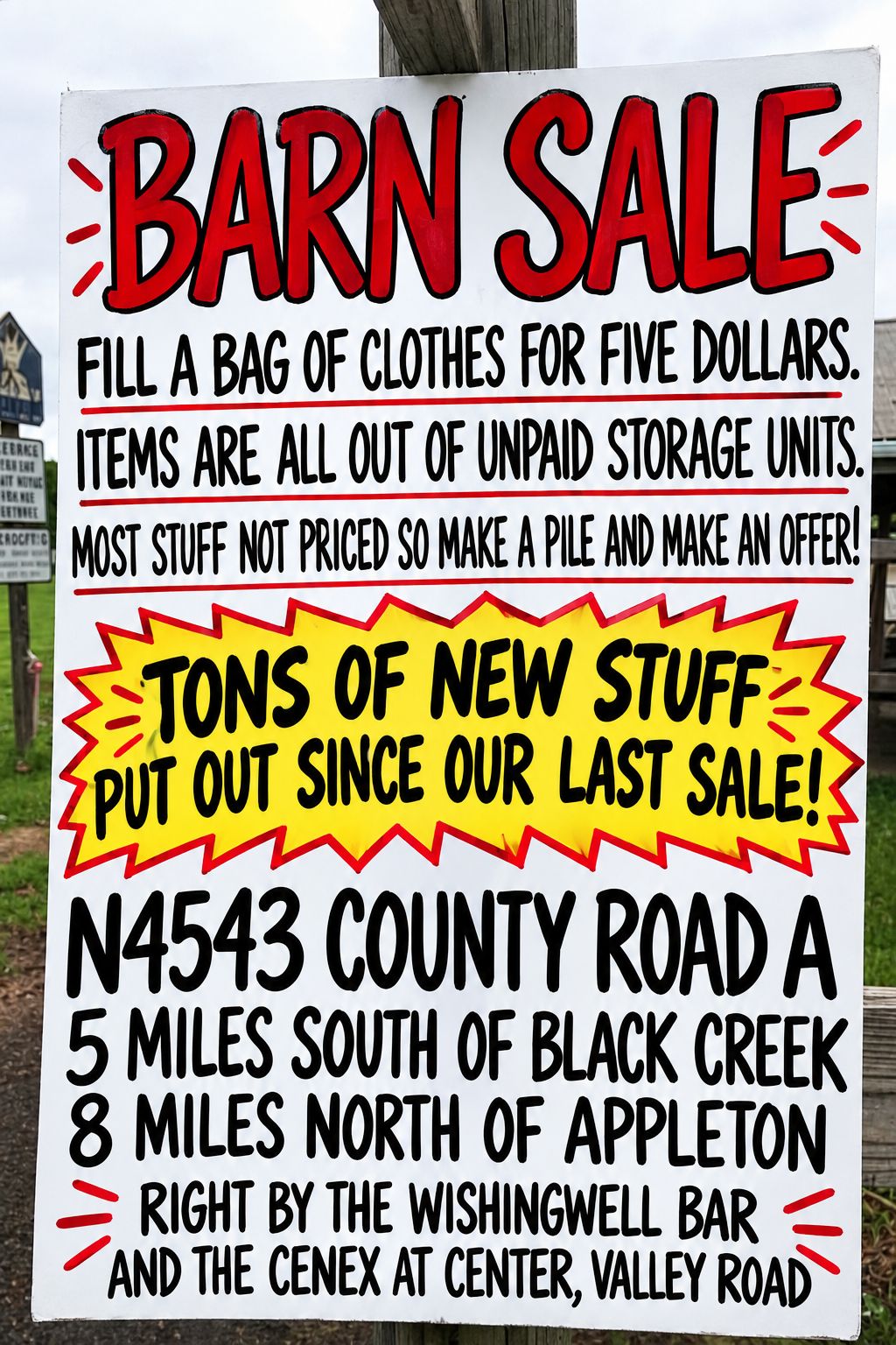 Huge barn sale.
