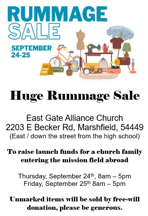 Church Rummage Sale Marshfield WI